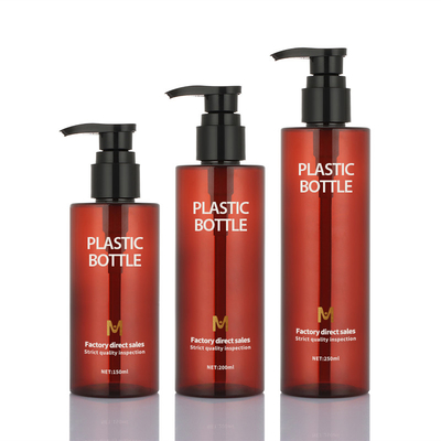 Круглый янтарный спрейер 150ml 200ml 250ml насоса бутылки шампуня для геля ливня